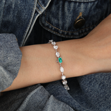14K White Gold 10 ct tw 6 Shapes Lab Diamond & Lab Emerald Tennis Bracelet 14K White Gold 10 ct tw 6 Shapes Lab Diamond & Lab Emerald Tennis Bracelet