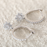 Platinum Round Lab Diamond Floral Hoop Earrings Platinum Round Lab Diamond Floral Hoop Earrings