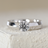 14K White Gold 1ct Round Brilliant Cut Lab Diamond Solitaire Ring with Knife Edge Band Design 14K White Gold 1ct Round Brilliant Cut Lab Diamond Solitaire Ring with Knife Edge Band Design