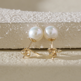 14K Yellow Gold Near-round Fresh-water Pearl Etud Earrings 14K Yellow Gold Near-round Fresh-water Pearl Etud Earrings