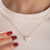 14K Yellow Gold Necklace with 2.5ct Heart Shaped Lab Diamond Pendant in Bezel Setting and Round Cross Chain 14K Yellow Gold Necklace with 2.5ct Heart Shaped Lab Diamond Pendant in Bezel Setting and Round Cross Chain