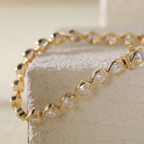 18K Yellow Gold Pear Shape Lab Diamond Bezel Tennis Bracelet 18K Yellow Gold Pear Shape Lab Diamond Bezel Tennis Bracelet