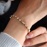18K Yellow Gold Pear Shape Lab Diamond Bezel Tennis Bracelet 18K Yellow Gold Pear Shape Lab Diamond Bezel Tennis Bracelet