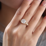 14K Yellow Gold 3.5ct Elongated Lab Diamond Antique-inspired Ring 14K Yellow Gold 3.5ct Elongated Lab Diamond Antique-inspired Ring