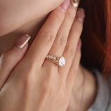 14K Yellow Gold 3.5ct Elongated Lab Diamond Antique-inspired Ring 14K Yellow Gold 3.5ct Elongated Lab Diamond Antique-inspired Ring