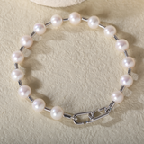 14K White Gold Near-round Fresh-water Pearl Bracelet 14K White Gold Near-round Fresh-water Pearl Bracelet