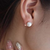 14K Yellow Gold Near-round Fresh-water Pearl Etud Earrings 14K Yellow Gold Near-round Fresh-water Pearl Etud Earrings