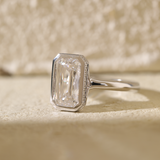14K White Gold 3ct Criss Cut Bezel Ring with Round Lab Diamond Hidden Halo 14K White Gold 3ct Criss Cut Bezel Ring with Round Lab Diamond Hidden Halo