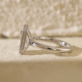 14K White Gold 3ct Criss Cut Bezel Ring with Round Lab Diamond Hidden Halo 14K White Gold 3ct Criss Cut Bezel Ring with Round Lab Diamond Hidden Halo