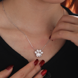 14K White Gold Heart Shaped and Oval Lab diamond Bella Paw Bezel Pendant Necklace 14K White Gold Heart Shaped and Oval Lab diamond Bella Paw Bezel Pendant Necklace