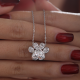 14K White Gold Heart Shaped and Oval Lab diamond Bella Paw Bezel Pendant Necklace 14K White Gold Heart Shaped and Oval Lab diamond Bella Paw Bezel Pendant Necklace