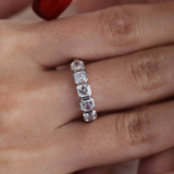 14K White Gold Asscher Cut Lab Diamond 5 Stone Bezel Half Eternity Ring 14K White Gold Asscher Cut Lab Diamond 5 Stone Bezel Half Eternity Ring
