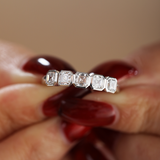 14K White Gold Asscher Cut Lab Diamond 5 Stone Bezel Half Eternity Ring 14K White Gold Asscher Cut Lab Diamond 5 Stone Bezel Half Eternity Ring
