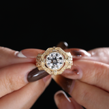 14K Yellow Gold 3ct Old European Cut Lab Diamond Millegrain Bezel Vintage Engraved Ring - Art Deco Style 14K Yellow Gold 3ct Old European Cut Lab Diamond Millegrain Bezel Vintage Engraved Ring - Art Deco Style