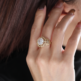 14K Yellow Gold 3ct Old European Cut Lab Diamond Millegrain Bezel Vintage Engraved Ring - Art Deco Style 14K Yellow Gold 3ct Old European Cut Lab Diamond Millegrain Bezel Vintage Engraved Ring - Art Deco Style