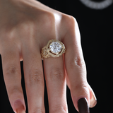 14K Yellow Gold 3ct Old European Cut Lab Diamond Millegrain Bezel Vintage Engraved Ring - Art Deco Style 14K Yellow Gold 3ct Old European Cut Lab Diamond Millegrain Bezel Vintage Engraved Ring - Art Deco Style