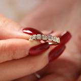 14K Yellow Gold Asscher Cut Lab Diamond 7 Stone Bezel Half Eternity Ring 14K Yellow Gold Asscher Cut Lab Diamond 7 Stone Bezel Half Eternity Ring