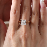 18K Yellow Gold 4ct Princess Cut Lab Diamond Double Claw Prongs Vintage Millegrain Ring – Art Nouveau Nature-Inspired Design 18K Yellow Gold 4ct Princess Cut Lab Diamond Double Claw Prongs Vintage Millegrain Ring – Art Nouveau Nature-Inspired Design