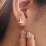 18K Yellow Gold Princes Cut Lab diamond Stud Earrings 18K Yellow Gold Princes Cut Lab diamond Stud Earrings