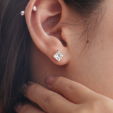18K Yellow Gold Princes Cut Lab diamond Stud Earrings 18K Yellow Gold Princes Cut Lab diamond Stud Earrings