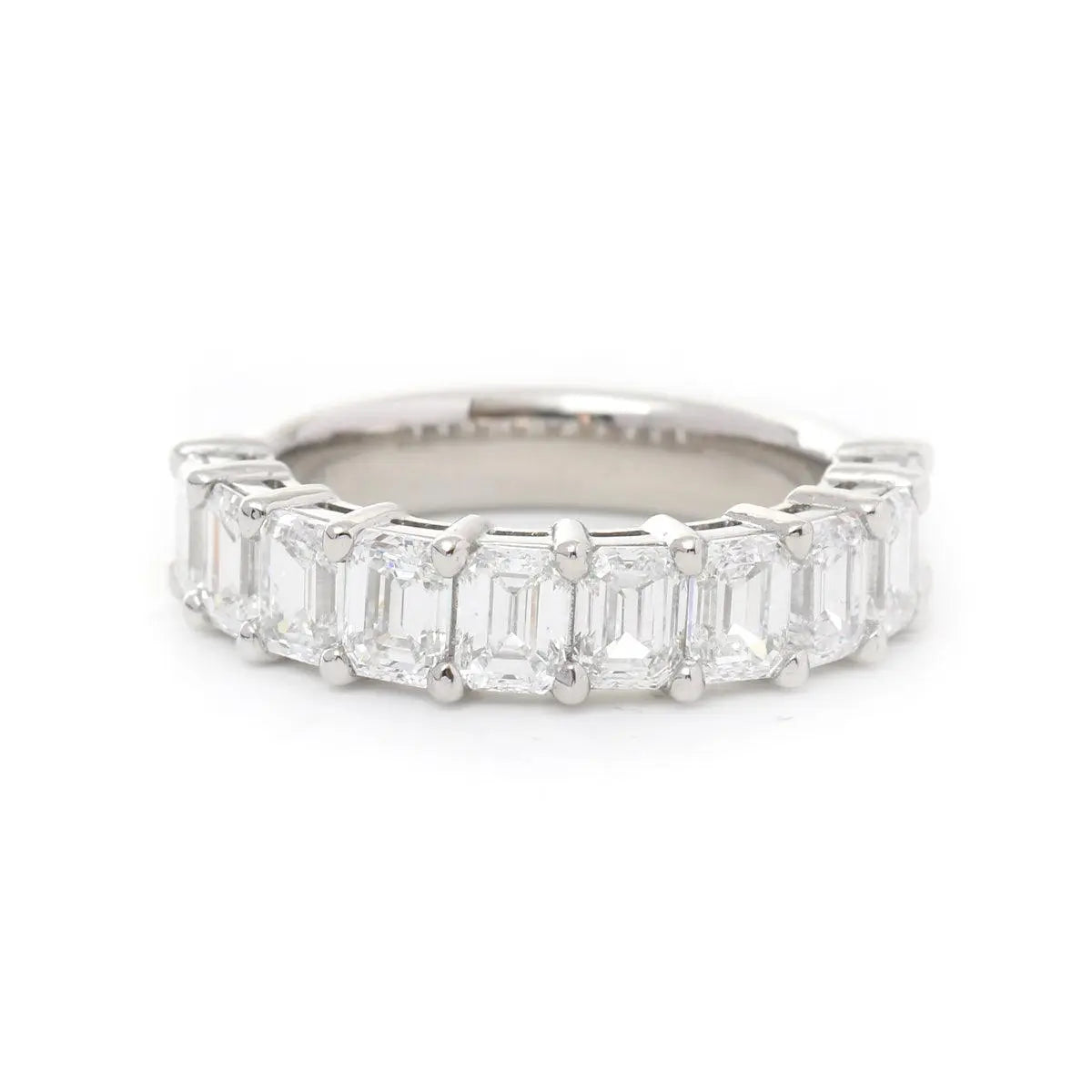 Platinum 4*3mm Emerald Cut Lab Diamond Half Eternity Ring Platinum 4*3mm Emerald Cut Lab Diamond Half Eternity Ring