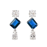 Platinum 7ct tw Old European Cut & Pear Lab Diamond Emerald Cut Sapphire Stud Earrings Platinum 7ct tw Old European Cut & Pear Lab Diamond Emerald Cut Sapphire Stud Earrings