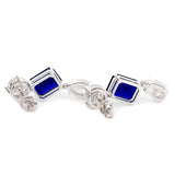 Platinum 7ct tw Old European Cut & Pear Lab Diamond Emerald Cut Sapphire Stud Earrings Platinum 7ct tw Old European Cut & Pear Lab Diamond Emerald Cut Sapphire Stud Earrings