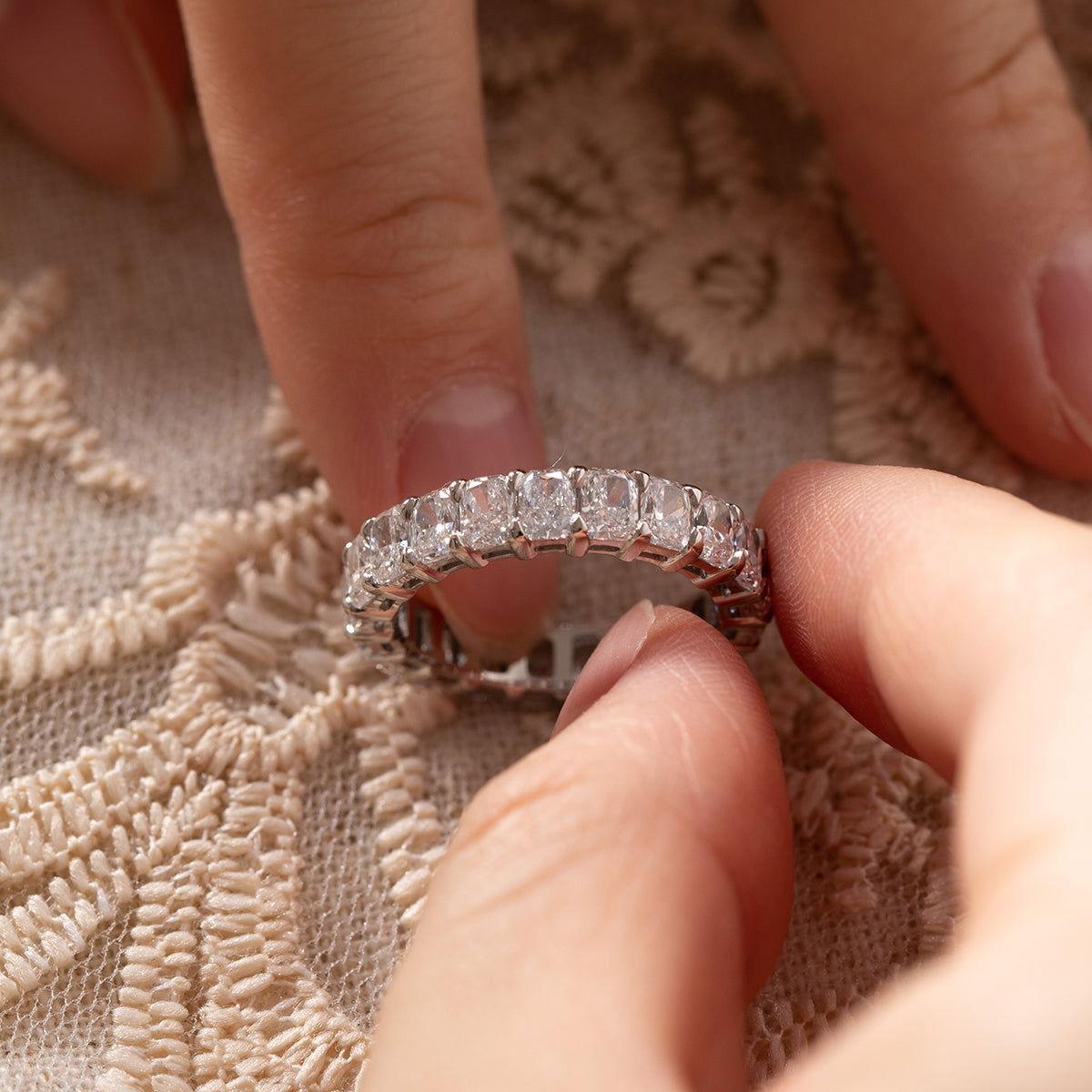 Platinum Radiant Cut Lab Diamond Eternity Wedding Band Platinum Radiant Cut Lab Diamond Eternity Wedding Band