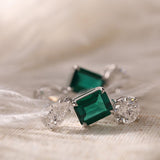 Platinum Lab Zambian Emerald and Diamond Stud Earrings Inspired by a 7 Carat Diamond Ring Platinum Lab Zambian Emerald and Diamond Stud Earrings Inspired by a 7 Carat Diamond Ring