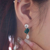 Platinum Lab Zambian Emerald and Diamond Stud Earrings Inspired by a 7 Carat Diamond Ring Platinum Lab Zambian Emerald and Diamond Stud Earrings Inspired by a 7 Carat Diamond Ring