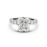 14K White Gold 5.5ct Radiant Cut Lab Diamond Engagement Ring with Hidden Halo and 2/3 Pave Band 14K White Gold 5.5ct Radiant Cut Lab Diamond Engagement Ring with Hidden Halo and 2/3 Pave Band