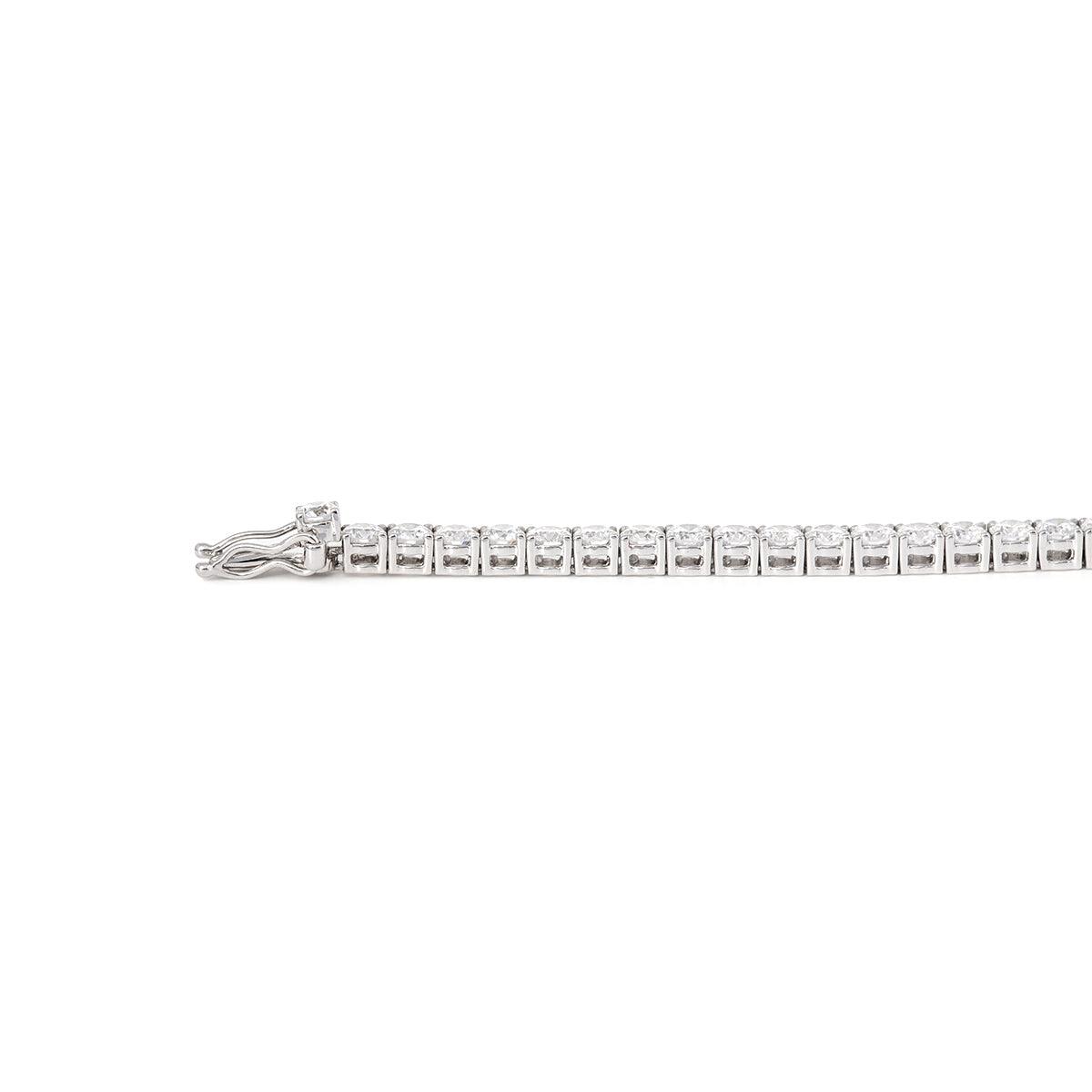 14K White Gold Round Cut Lab Diamond 4 Prong Basket Tennis Bracelet 14K White Gold Round Cut Lab Diamond 4 Prong Basket Tennis Bracelet