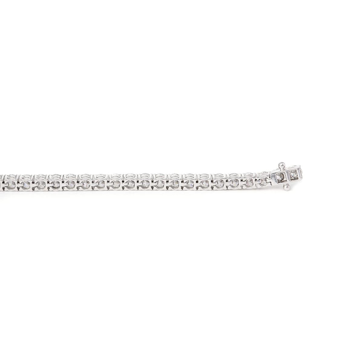 14K White Gold Round Cut Lab Diamond 4 Prong Basket Tennis Bracelet 14K White Gold Round Cut Lab Diamond 4 Prong Basket Tennis Bracelet