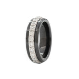 Black Ceramic Round Black Moissanite Fidget Ring