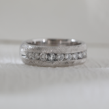 Platinum Round Lab Diamond Half Eternity Channel Setting Florentine Finish Wedding Men's Ring
