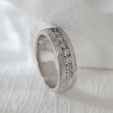 Platinum Round Lab Diamond Half Eternity Channel Setting Florentine Finish Wedding Men's Ring