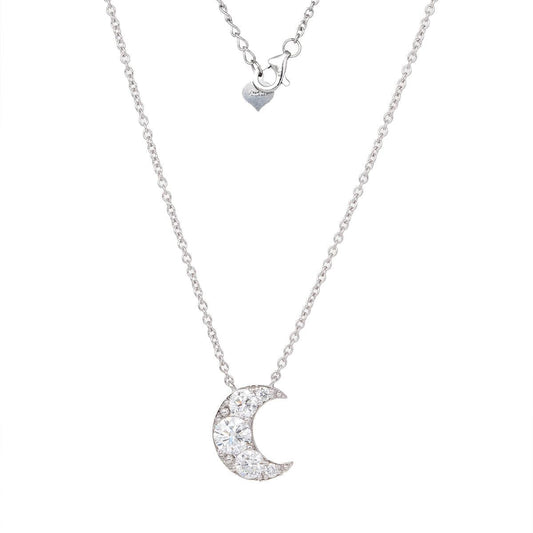 14K Gold Round Brilliant Cut Lab Diamond Five-Stone Moon Pendant Necklace – Bezel Set Diamond Necklace for Men & Women