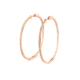 14K Rose Gold Diamond Hoop Earrings for Women – Round Cut Design