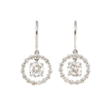 14K White Gold Earrings with Round Cut Lab Diamonds and Hook Closure