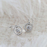 14K White Gold Earrings with Round Cut Lab Diamonds and Hook Closure