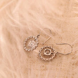 14K White Gold Earrings with Round Cut Lab Diamonds and Hook Closure