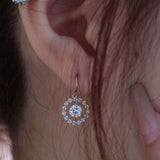 14K White Gold Earrings with Round Cut Lab Diamonds and Hook Closure