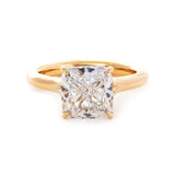 14K Yellow Gold 3ct Cushion Lab Diamond 4 Prongs Bridal Set Rings
