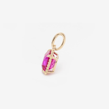 14K Yellow Gold Cushion Lab Ruby Pendant Necklace