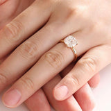 14K Yellow Gold 3ct Old Mine Cut Cushion Diamond Hidden Basket Ring with 6 Prongs Floral Vintage Solitaire Design