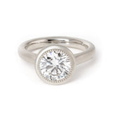 14k Yellow Gold Round Lab Diamond Bezel Matte Bridal Set Rings 14K White Gold