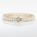 14K Yellow Gold Emerald Cut Lab Diamond Half Bezel Tennis Bracelet