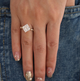 18K Yellow Gold 3.5ct Princess Cut Lab Diamond Vintage Ring with Marquise Cut and Round Lab Diamond Side-stones