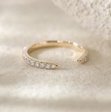 14K Yellow Gold Round Lab Diamond Half Eternity Open Ring