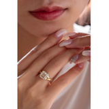 14K White Gold 3ct Asscher Cut Lab Diamond Bezel Matte Ring
